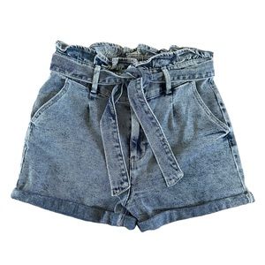 Wild Fable Belted Elastic High Waist Denim Shorts Women Sz S